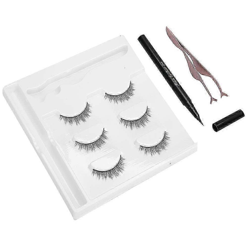 Self-Adhesive Eyeliner and Liquid Eyeliner Tool Set with False Lashes and Tweezers in Green Box