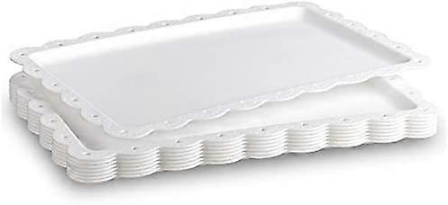 Lot De 4 Plateaux Rectangulaires Plastique Blanc 36x23cm - Pour Restaurant, Fête, Maison
