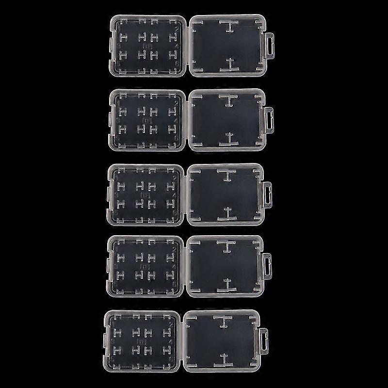 10pcs Plastic Transparent Standard Sd Sdhc Memory Card Case Holder Box Storage