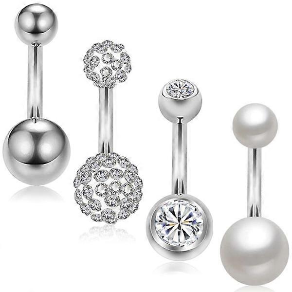 Piercings au nombril 4 pcs / set argent