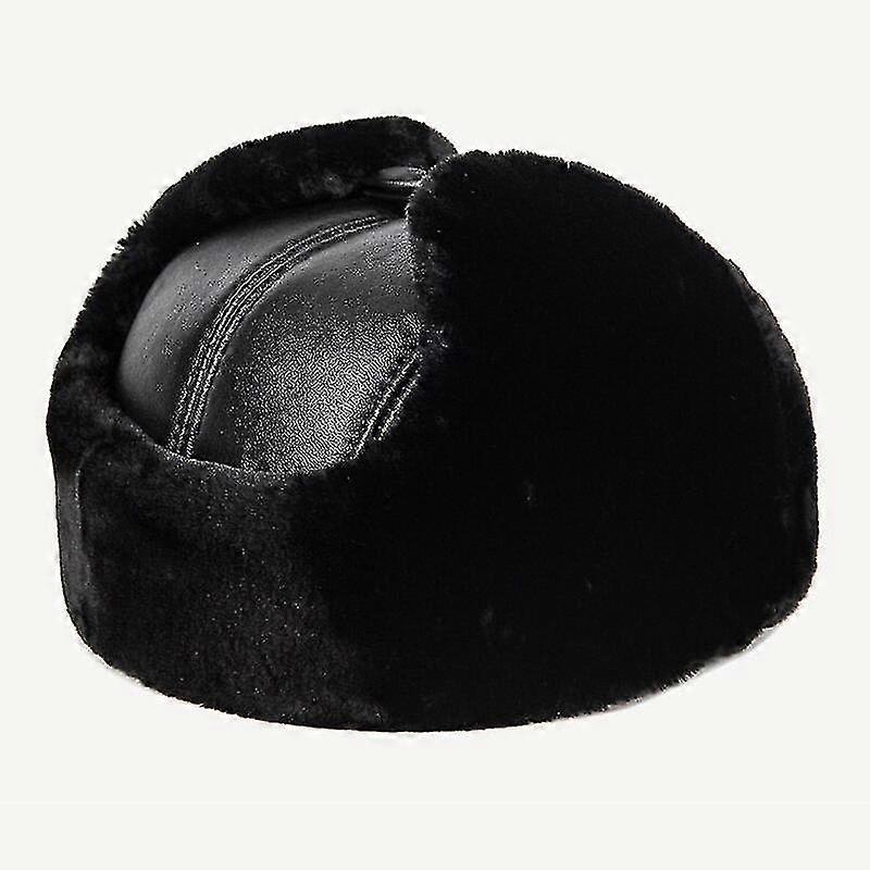 Ægte læder bomber hat Midaldrende ældre vinter ørekopper Mænds far hatte Tykke varme afslappede mode hatte