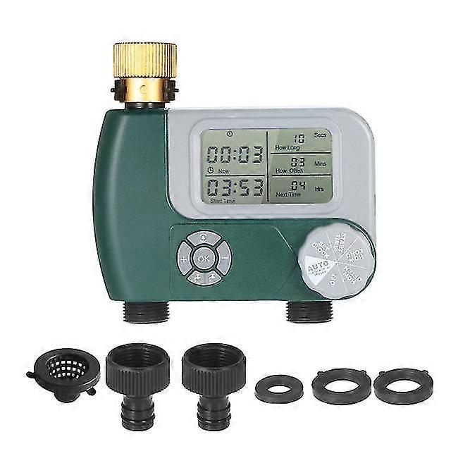 Digital hose faucet timer outdoor battery operated automatic watering sprinkler system irrigation controller with 2 outlet-MXBC