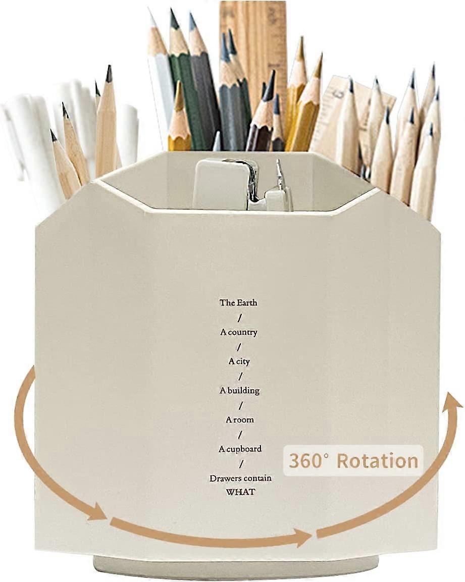 Rotating,Desktop Pencil Holder, 360Rotation With 5 Compartments