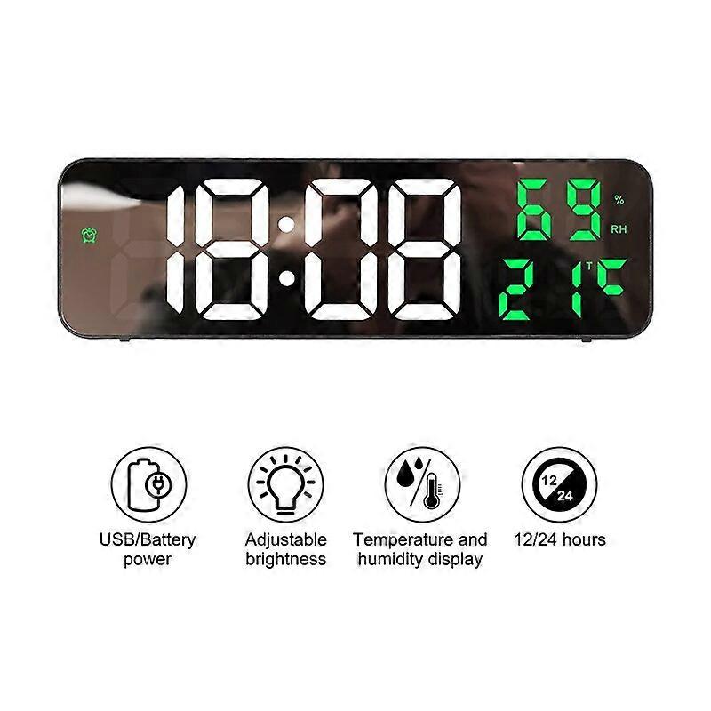 Clock Date Digital Large Wall Alarms Humidity Clocks Wall-mounted Battery Automatic Temperature Display Powered Brightness