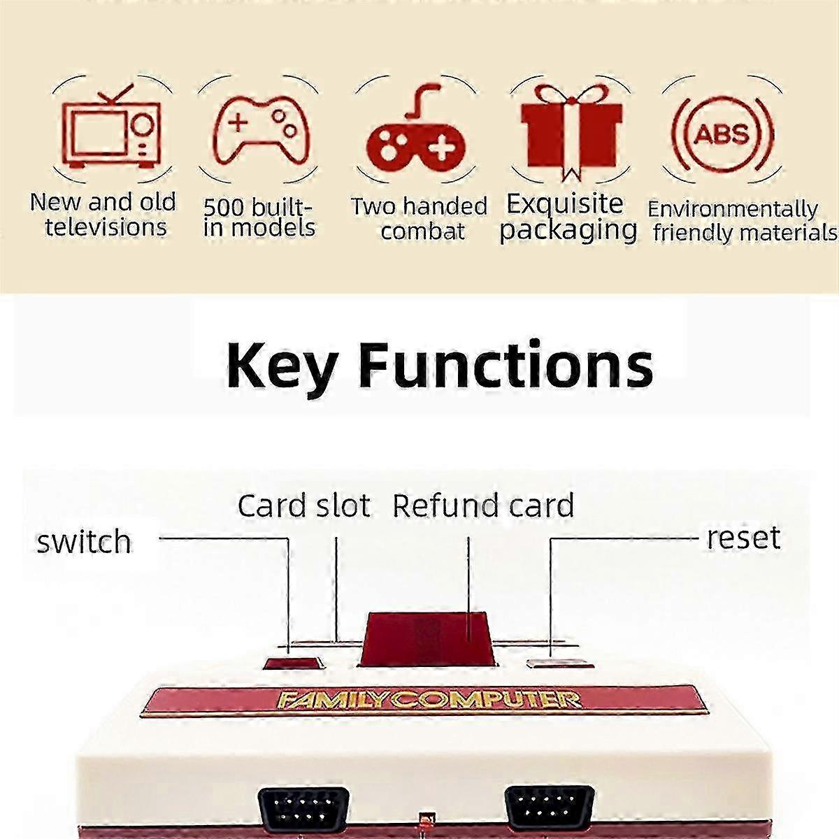 8 Bit Video Game Console Built in 500 Classic Games Family Computer TV ...