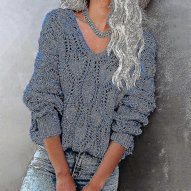 Damen Pullover Pullover Pullover Häkeln Stricken Moderner Stil Dünn Einfarbig V-Ausschnitt Lässig Lässig Täglich Herbst Winter