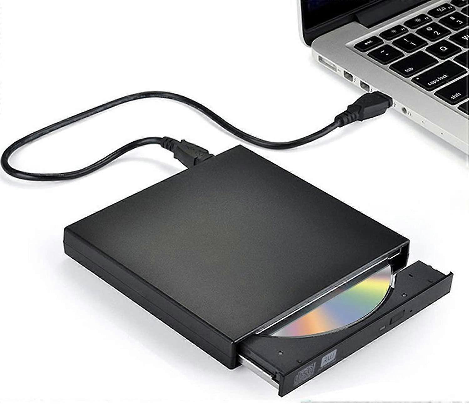 External CD DVD Drive, Blingco USB 2.0 Slim Protable External CD-RW Drive DVD-RW Burner Writer Player for Laptop Notebook PC Desktop Computer, Black