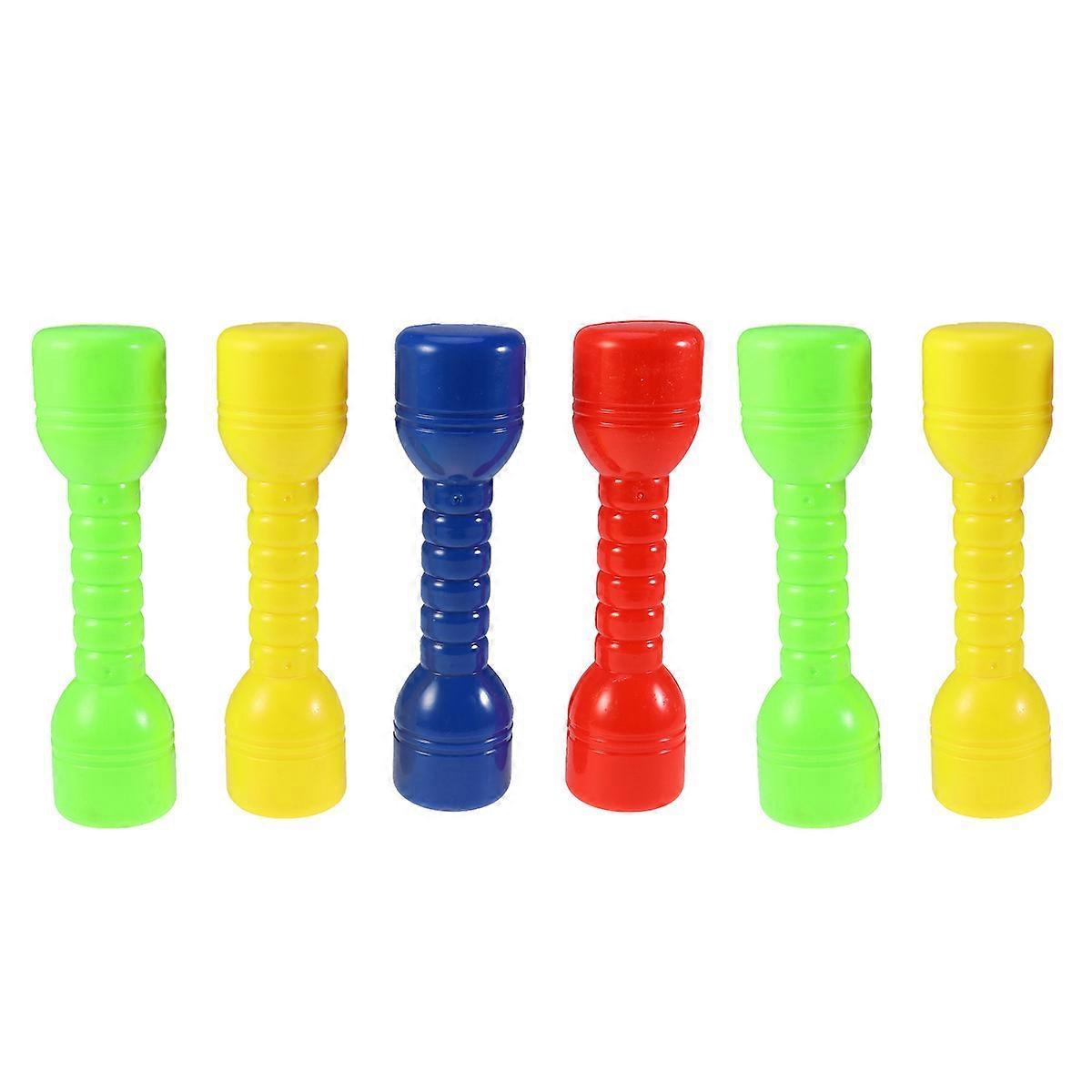 6 Pcs Plastic Dumbbells Ergonomic Children Morning Exercise Barbells Hand Bar for Kindergarten (Random Color)