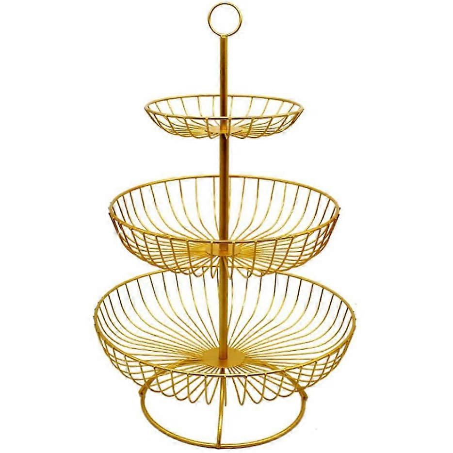 Fruktkorg 3-lagers metallfruktkopp grönsaksfruktkakedisplay