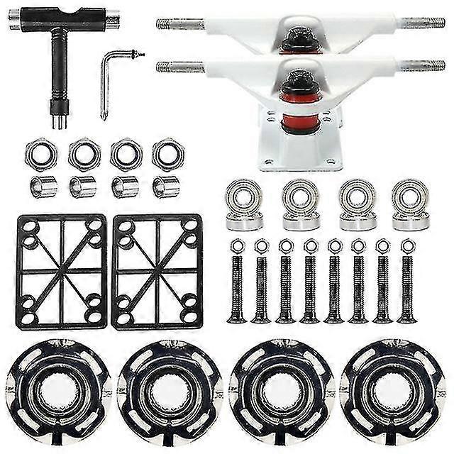 Naiwang Double-warped Skateboard Bracket Flash Wheel White Paint Bridge Set Bracket Skateboard Bridge Pu Wheel Bracket