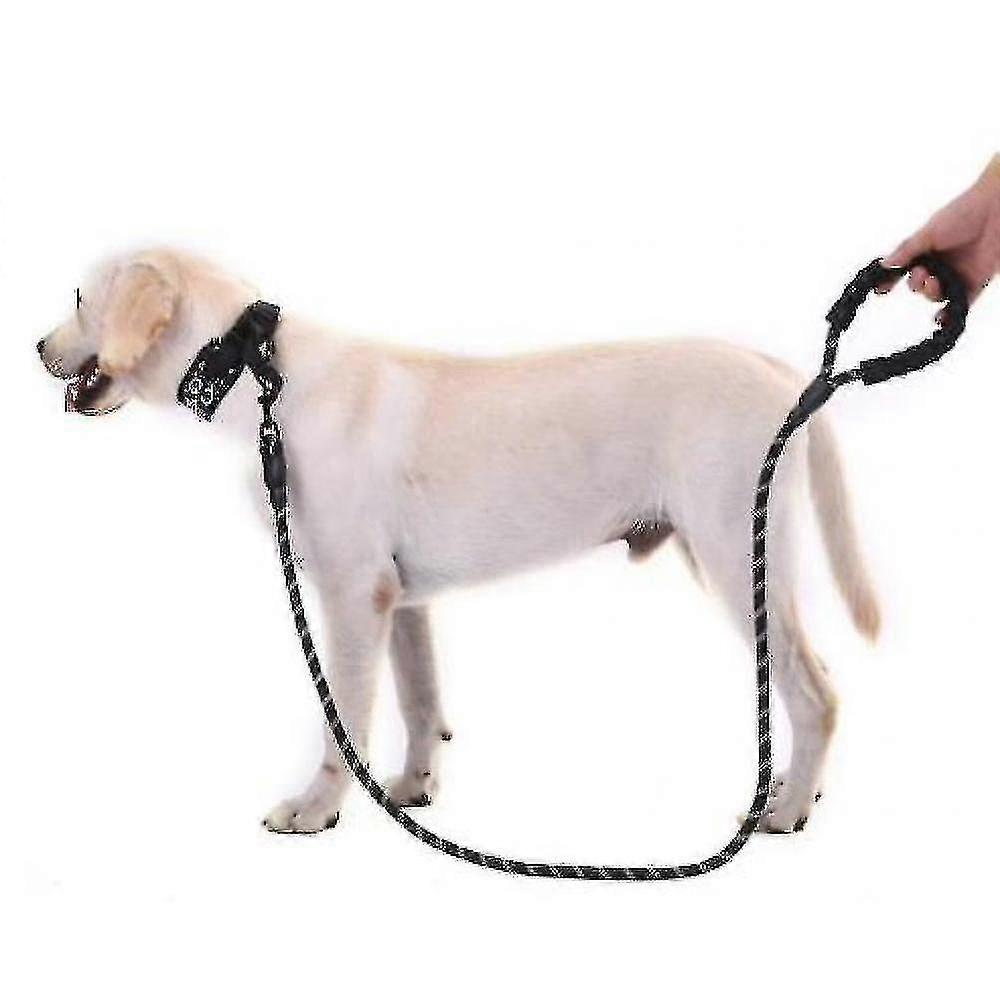 multicolor Reflective Round Rope Dog Leash Dog Pull Strap Comfortable Handle(black)