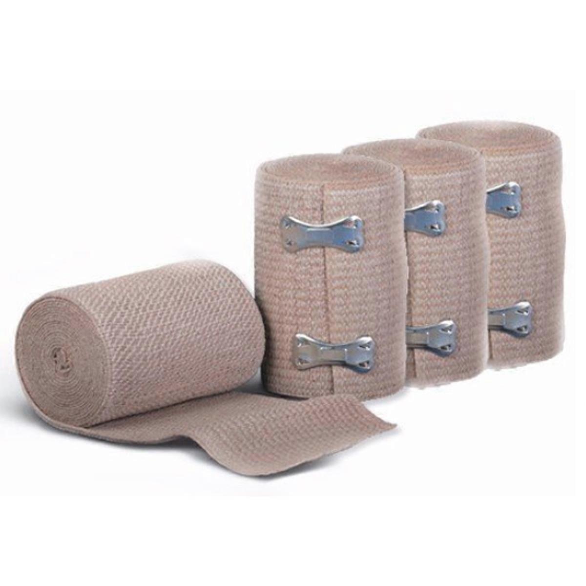 Elastic Compression Wrap Bandage w/ Clips, 4 Rolls