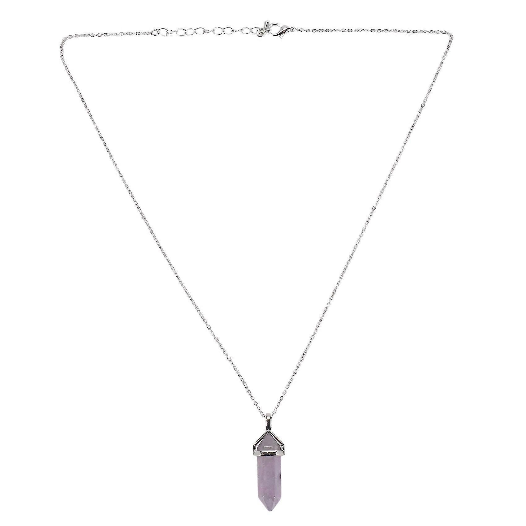 Collar colgante colgante de corte hexagonal de amatista
