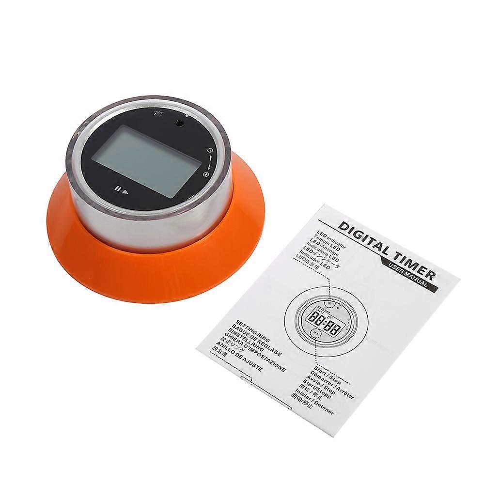 Round LCD Digital Kitchen Cooking Timer Magnetic Count-Down Up Clock Alarm Reminder (Orange)