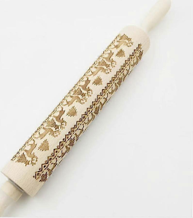 wooden patterns embossed imprinted patterned cookie rolling roll christmas