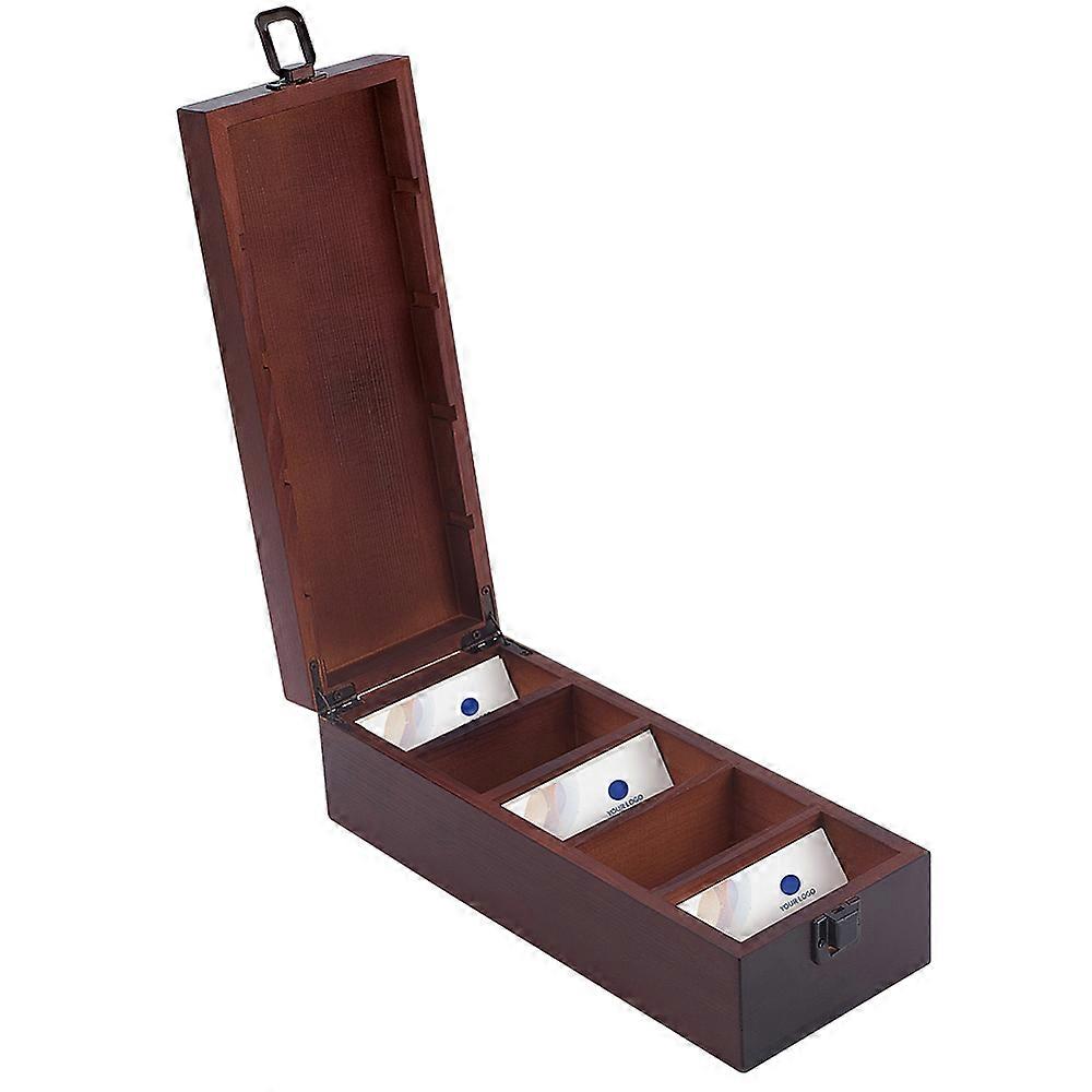 Wooden Boxes Name Card Storage Boxes Rectangle Dark Red 28x11x7.9cm