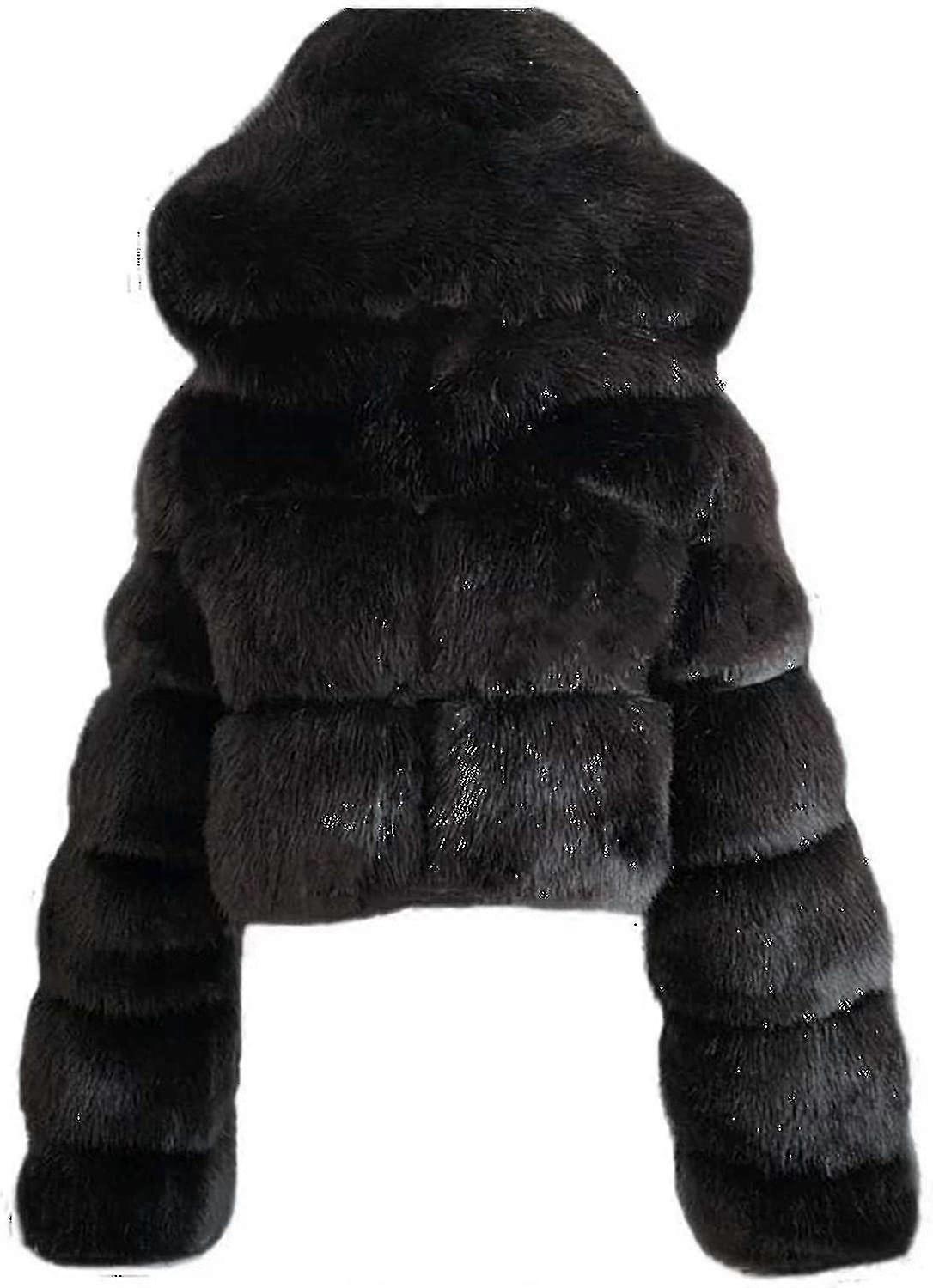 Falsa pele casaco mulheres com capuz cropped bubble coats velo curto jaquetas quentes plus size casacos de inverno para mulheres de alta qualidade