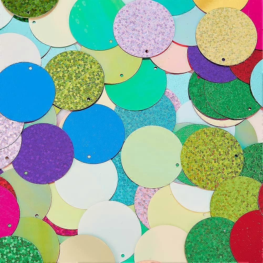 2.9cm Sequins and Spangles Craft Supplies 80pcs Mix Color Round Bulk Loose Single Face Laser Bright Flake Plastic Paillette/Sequins Beads Christmas Se