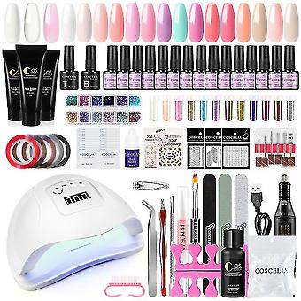 Uv Nail Polish + Gel Starter Set With 36w Uv-led Lamp