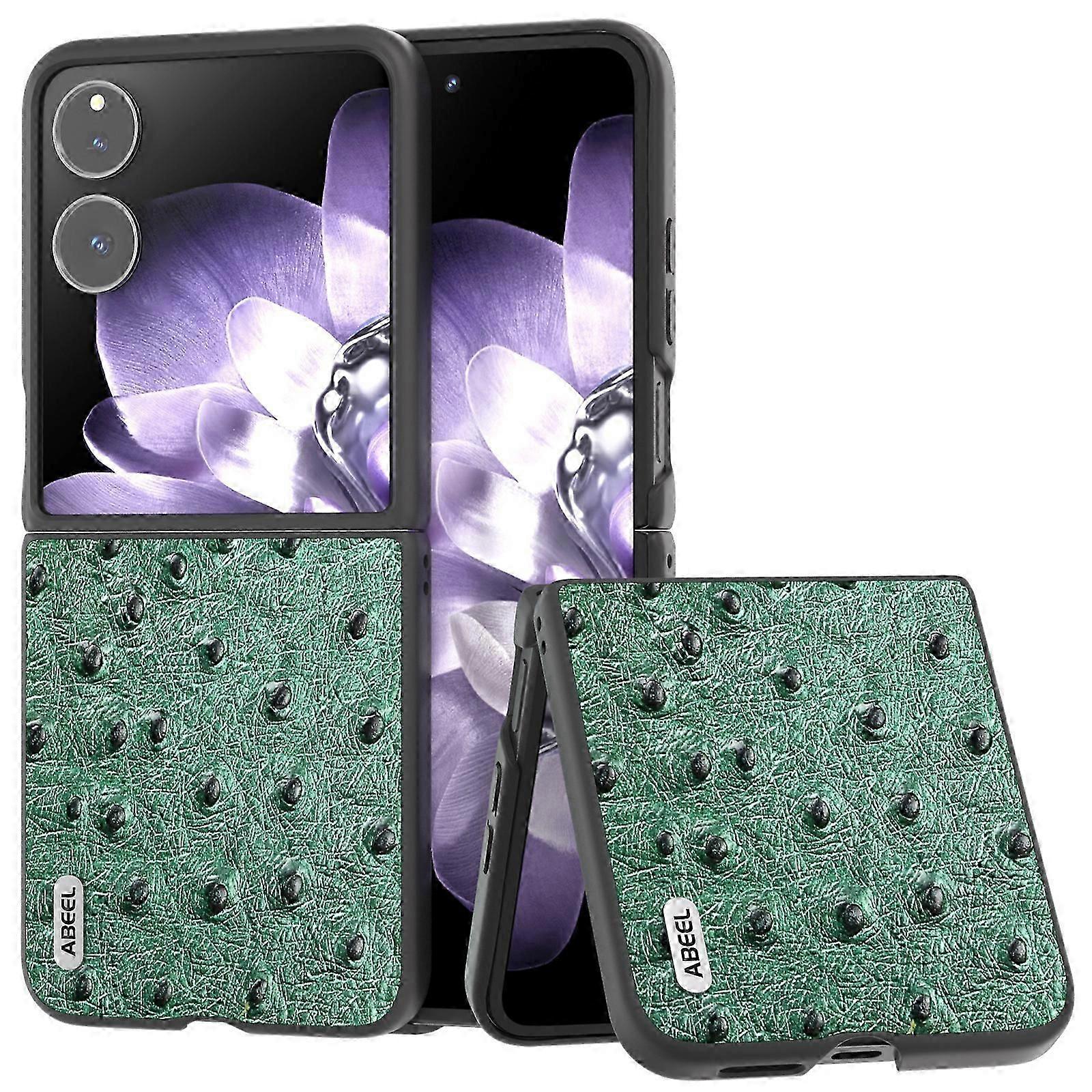For Xiaomi Mix Flip 5G Case Genuine Cow Leather+PC Ostrich Texture Phone Cover