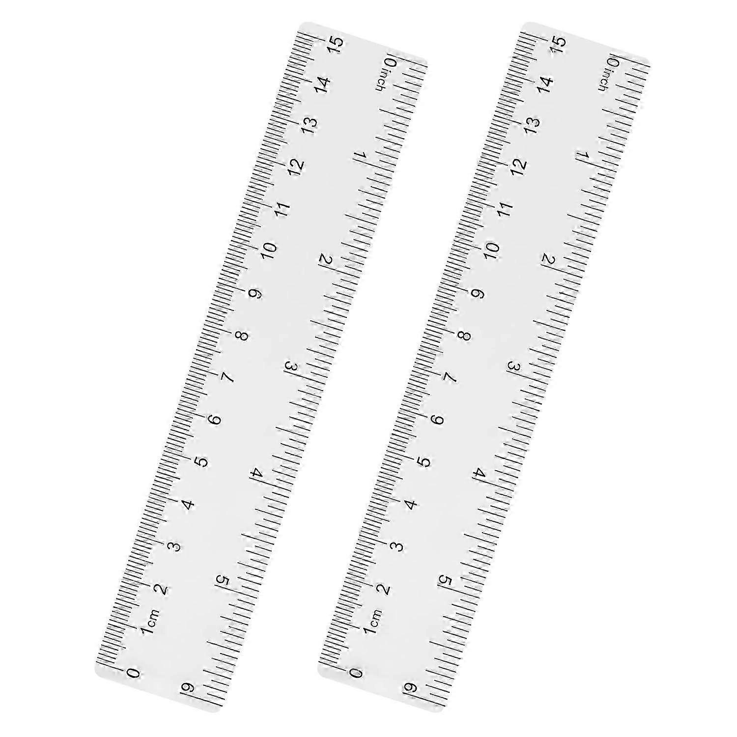 Régua de plástico transparente Régua reta de 6 polegadas, Régua à prova de estilhaçamento com polegadas e centímetros para sala de aula, casa ou escritório (2pcs)
