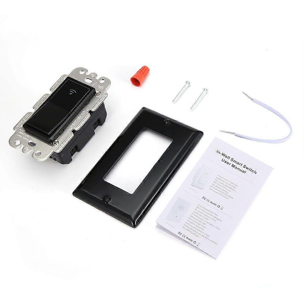 WiFi Remote Control Smart LED Light Touch Wall Switch with Timer US 100-240V Black (2pcs)