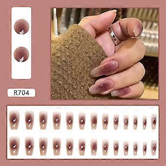 Dried Rose Red Fake Nails Chip-proof Smudge-proof Fake Nails  Jelly Glue Model