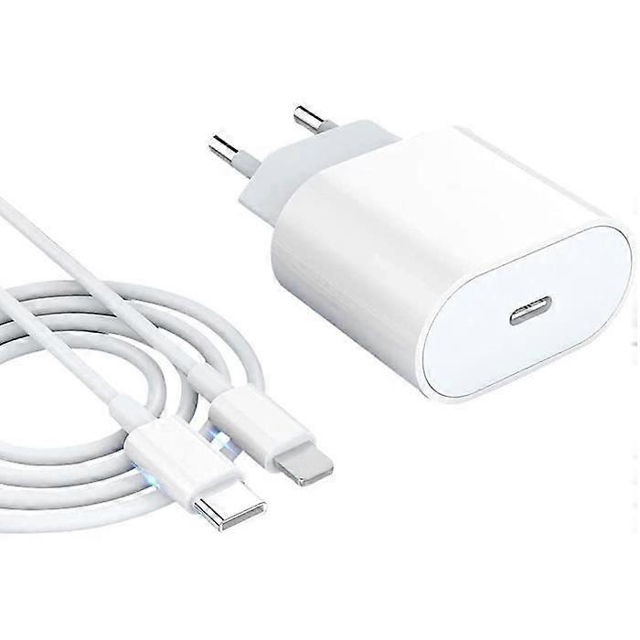 20W USB C Fast Charger with 1M Cable USB-C Wall Power Adapter for Phone 12-12 Mini - 12 Pro