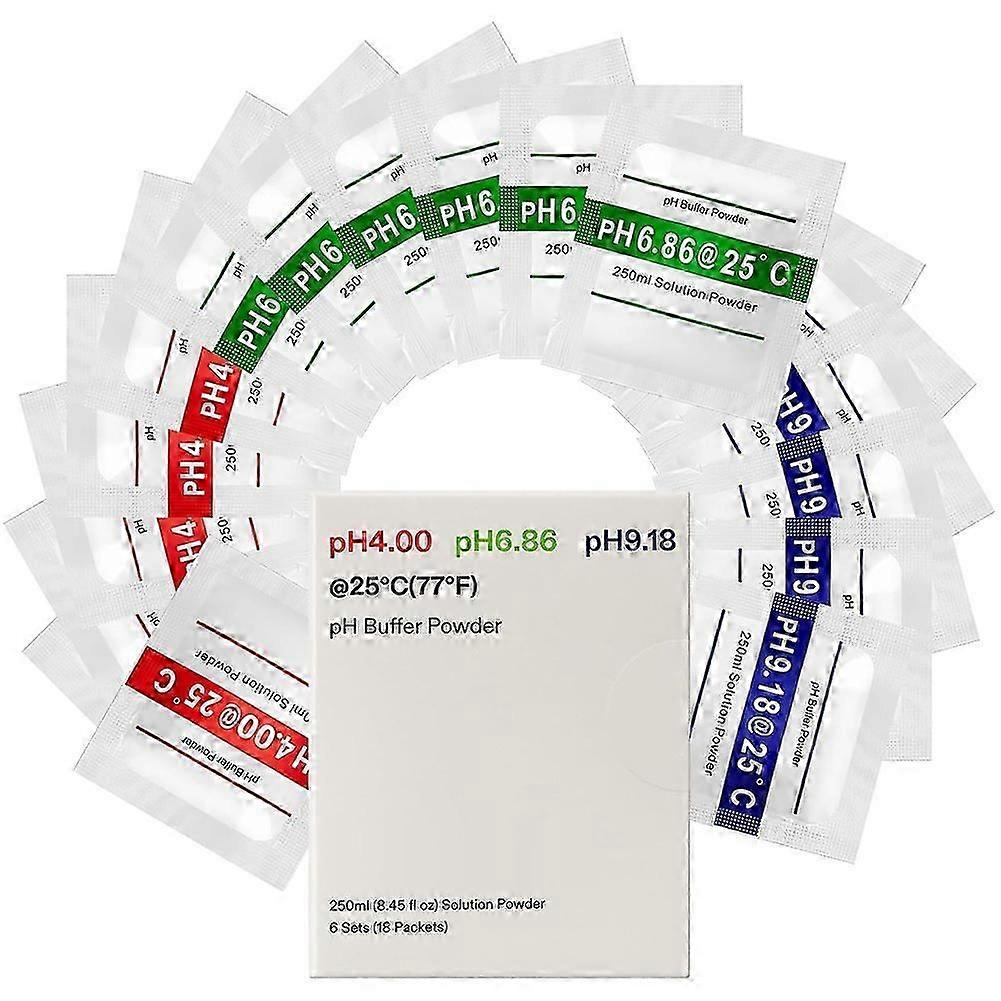 18-pack Ph Meter Buffer Solution Powder, Ph 6.86/4.00/9.18, Ph Buffer Powder For Precise Easy Ph Tester Calibration