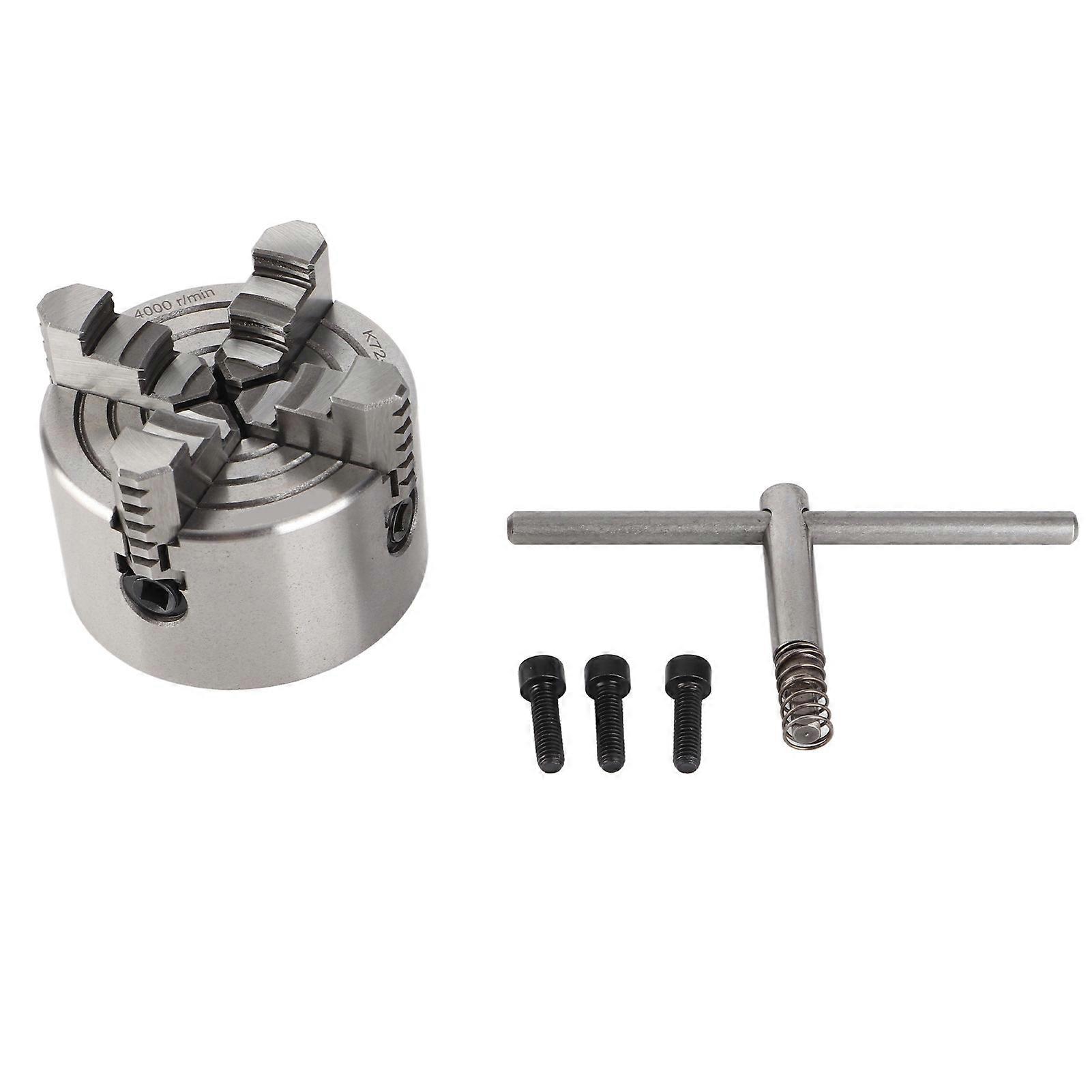 3 Inch K72-80 4-Jaw Independent Reversible Metal Lathe Chuck, Turning Machine Accessory for Precision Work