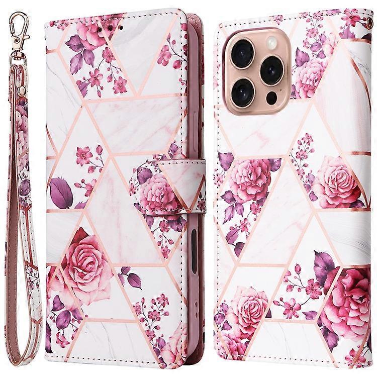Compatible For iPhone 16 Pro Case Lacquered Leather Phone Shell Marble Pattern Design