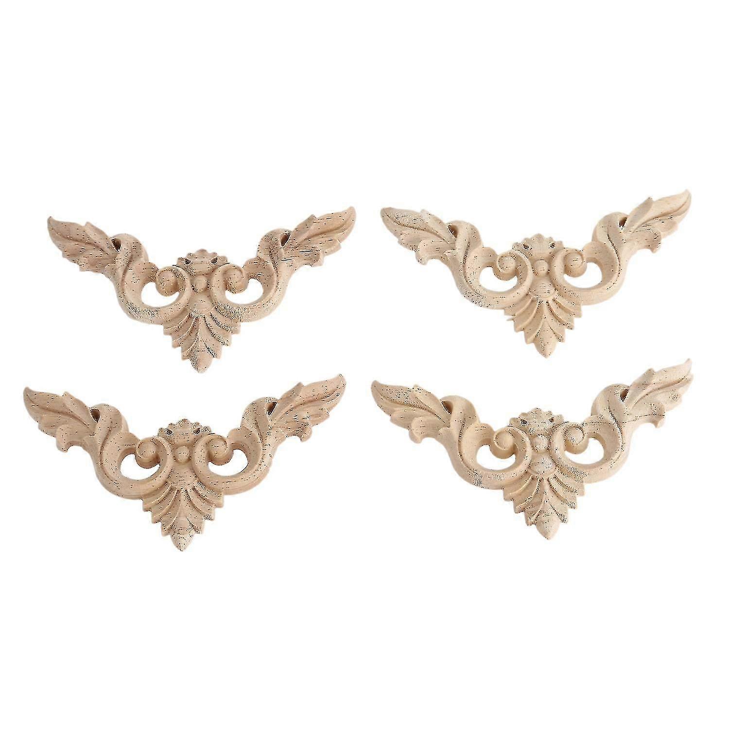 4 قطع 8 * 8 سنتيمتر منحوتة الخشب ركن Onlay الأثاث ديكورات المنزل زين غير مصبوغ (haoyi