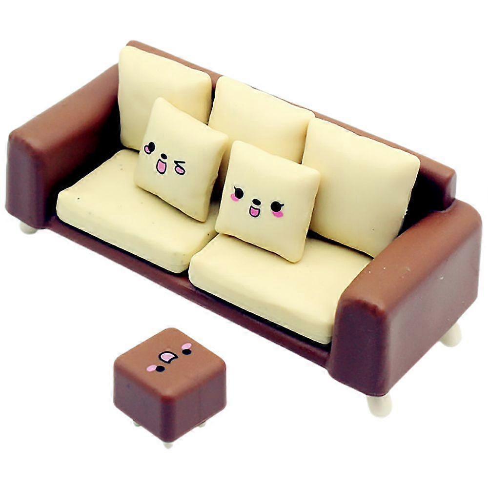 1 Set Doll House Layout Sofa Chair Furniture Dolls Miniature Sofa Stool Layout Prop Micro Scene Layout Sofa and Stool Prop