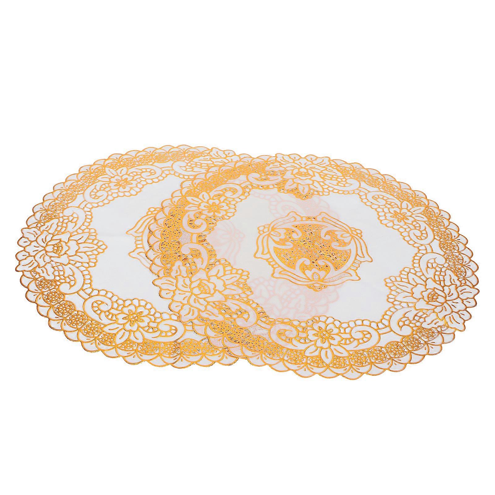 38x38cm PVC Table Mats Set of 2, Round Placemats and Coasters for Wedding and Party Decorations
