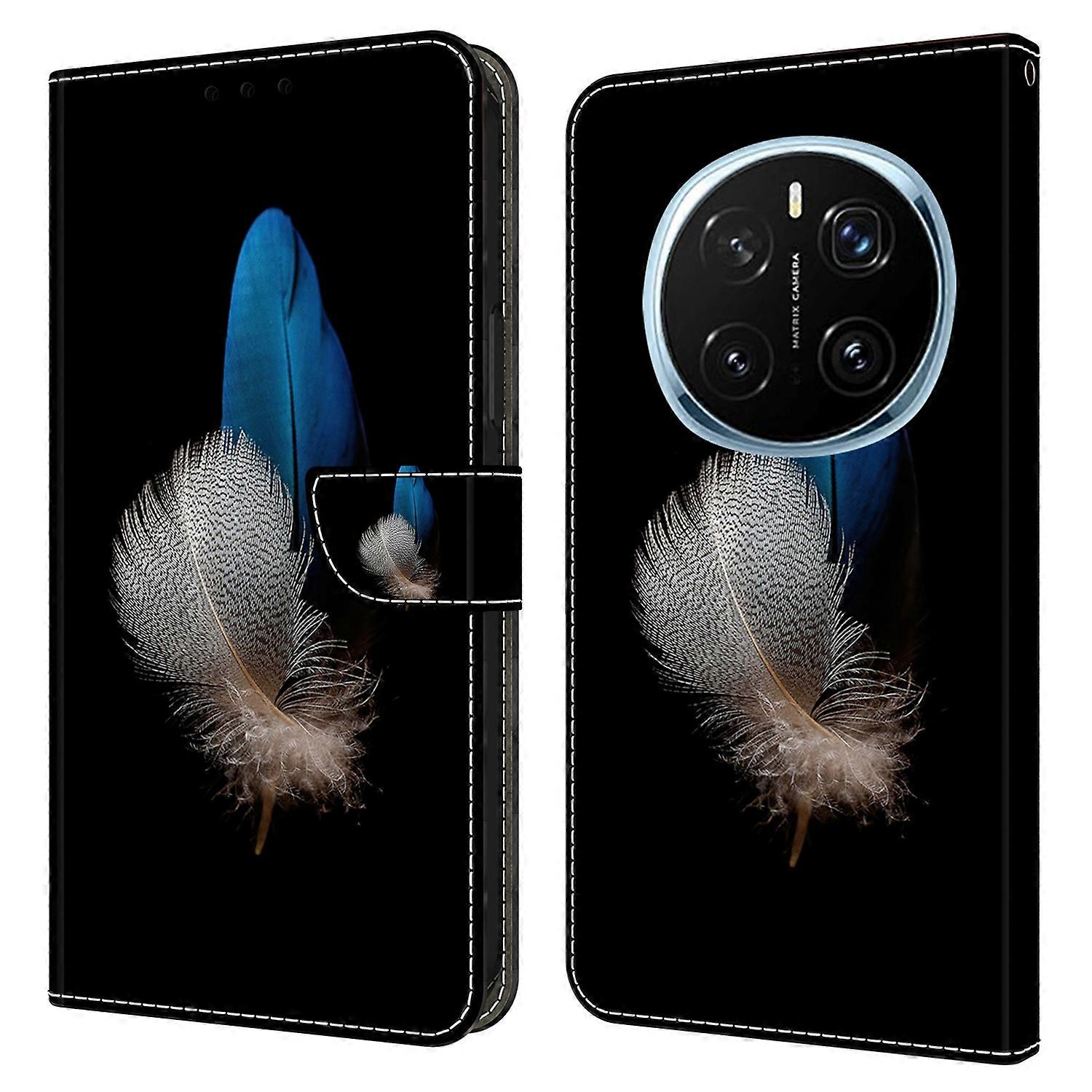 For Honor Magic7 Pro 5G Case 3D Pattern PU Leather Wallet Phone Cover with Stand - Two Feathers