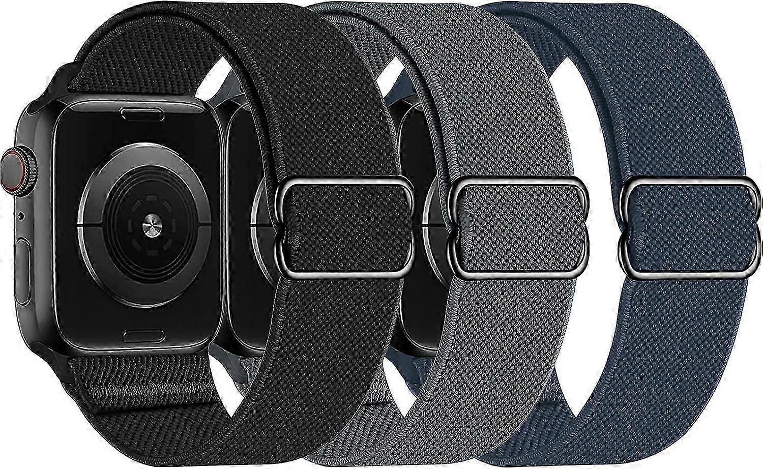 عصابات حلقة منفردة من النايلون مطاطية متوافقة مع Apple Watch 44 مم 42 مم 45 مم ، حزام مطاطي رياضي مضفر قابل للتعديل لسلسلة iWatch