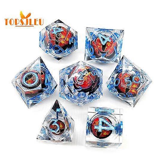 Dragon Eye Resin Dice Set - 7Pcs, Pointed Corner, Rotating, Wide Application, Versatile for DND and Board Games