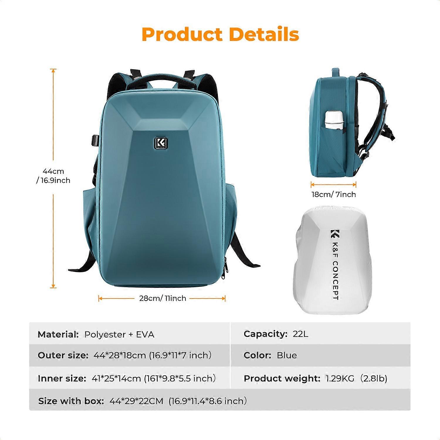 K&F CONCEPT Multifunctional Camera Backpack Hardshell DSLR Camera Bag 22L Large Capacity Camera Case