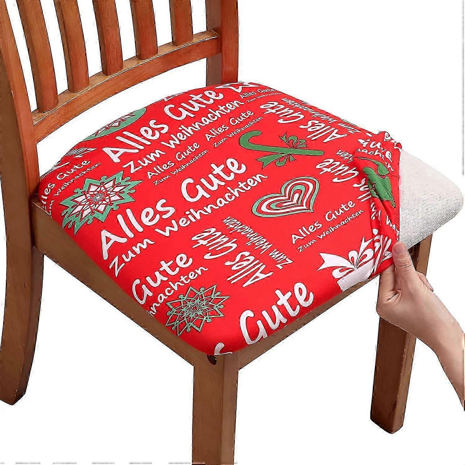 סט כיסא אוכל סט כיסא אוכל סט כיסא מתיחה כיסוי הגנה על כרית (4, איש שלג חג המולד)