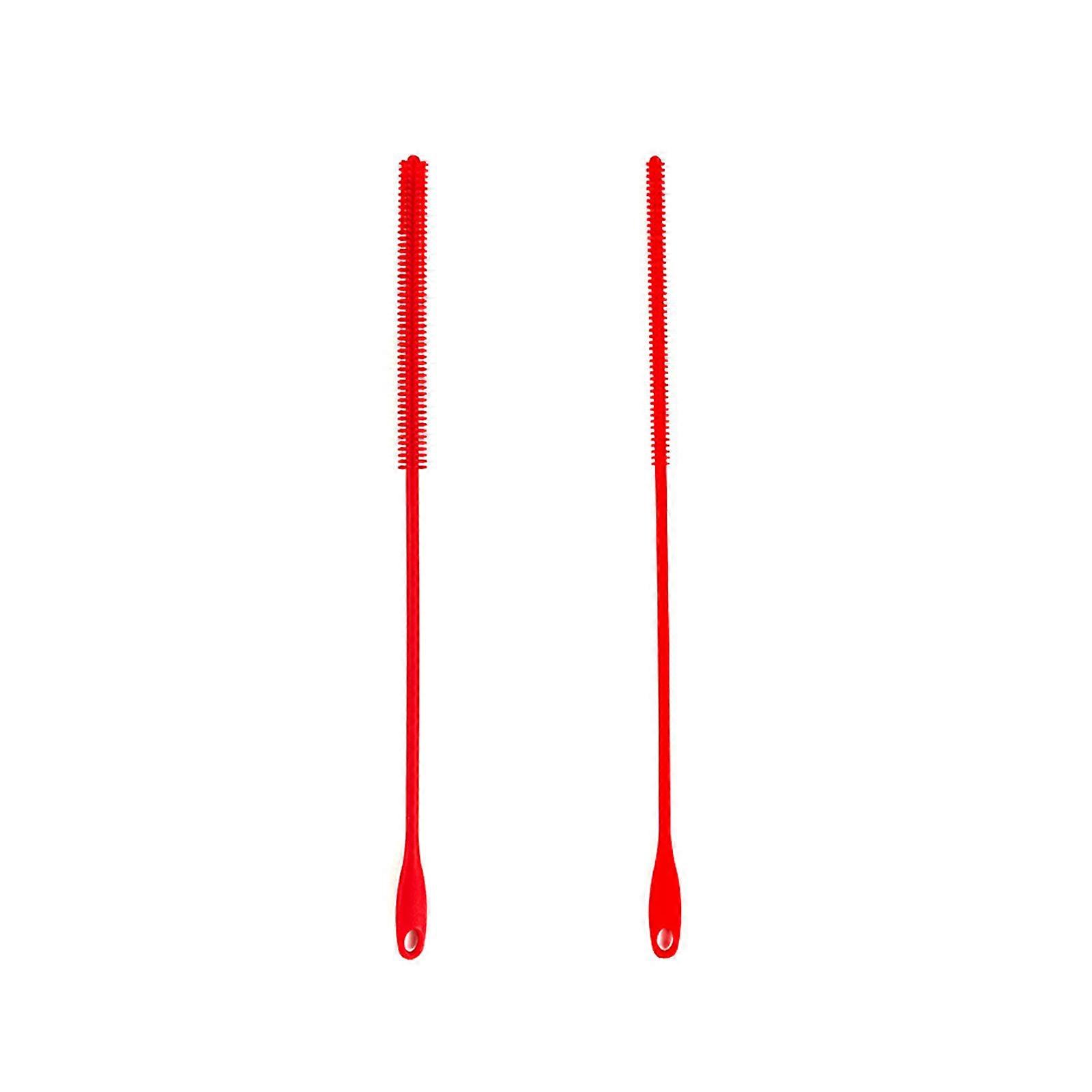 2Pcs Silicone Straw Brush Long Straw Cleaning Brush Bendable Pipe Cleaners Bottle Brush Drinking Bottle Straw Cleaner  red color