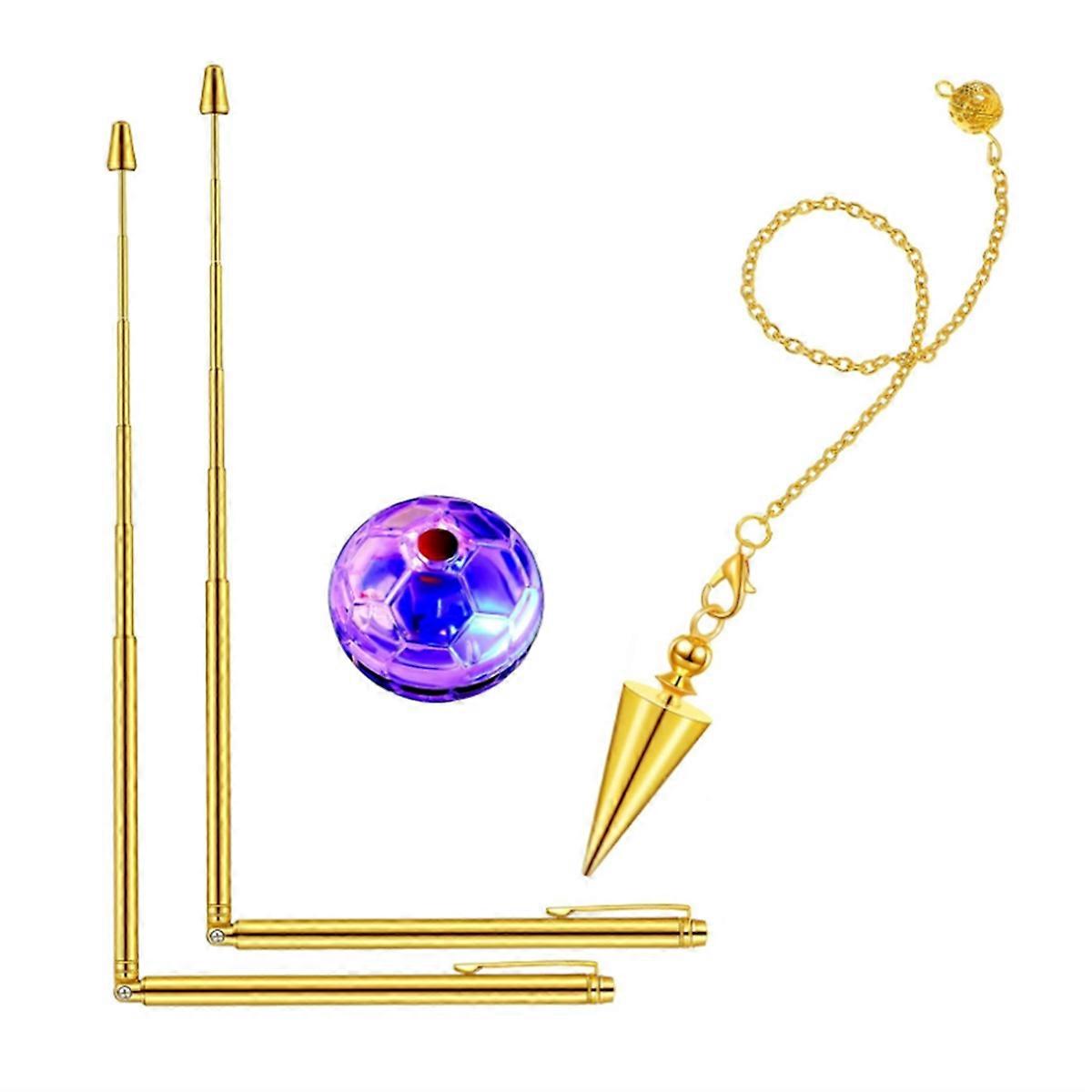 4 件 Dowsing 杆铜套装笔形金色精神杆