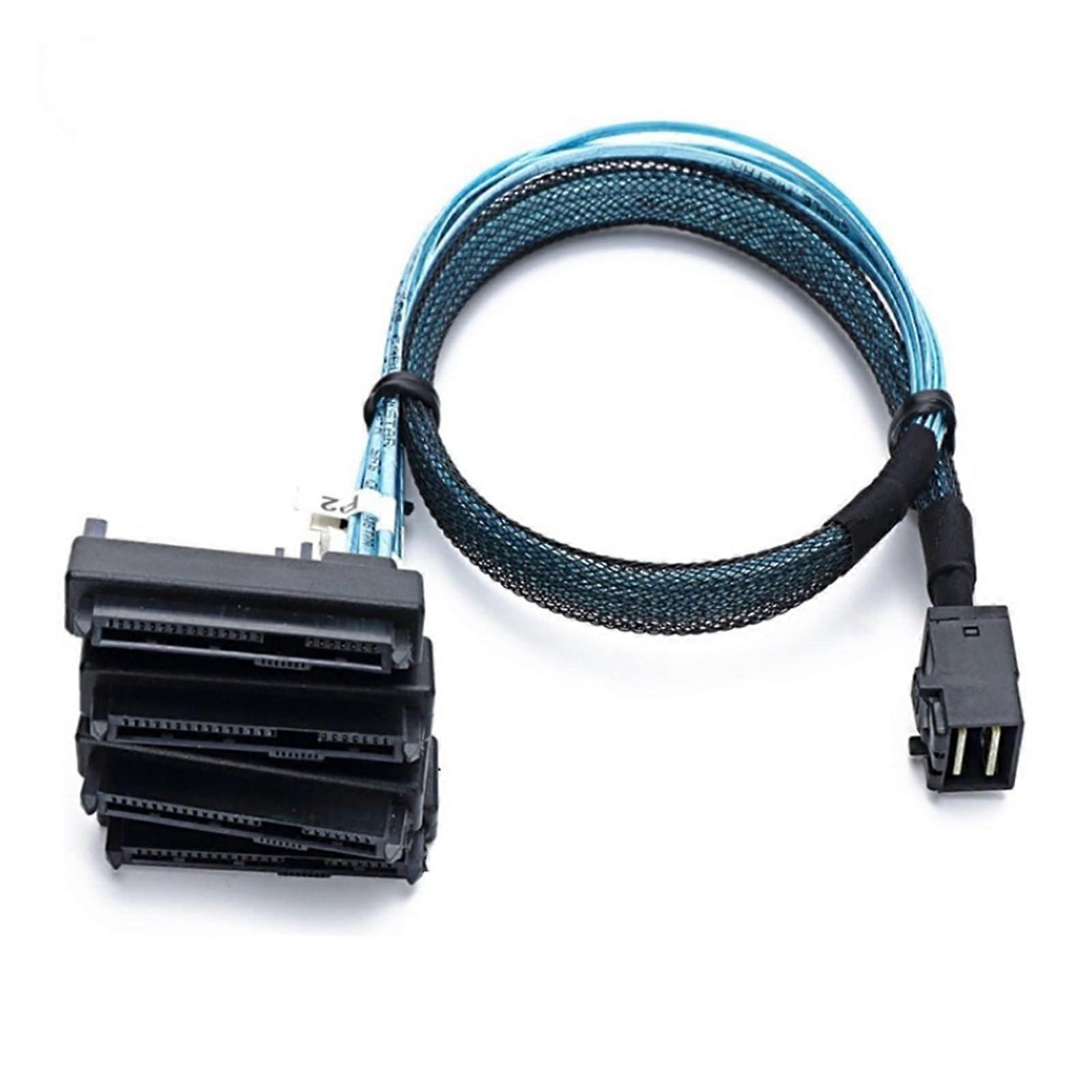 SATA Cable SFF-8643 to 4 SFF-8482 Internal Mini HD to SFF-8482 4 Connector with 15pin Power Port Hard Drive Splitter(0.5m)
