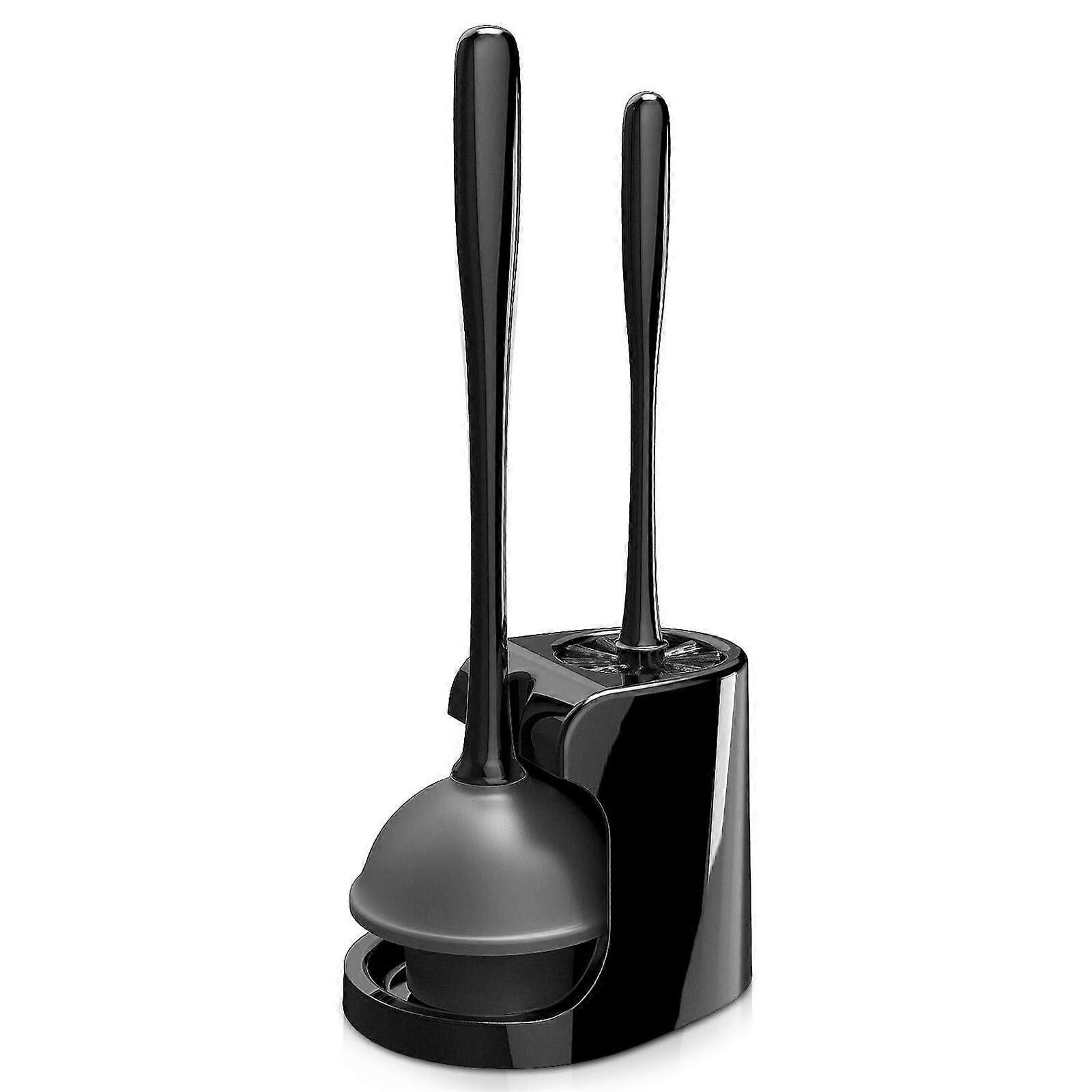 Toilet Plunger and Bowl Brush Combo Set - Black - Heavy-Duty Plastic for Effective Bathroom Cleaning, 1 Set