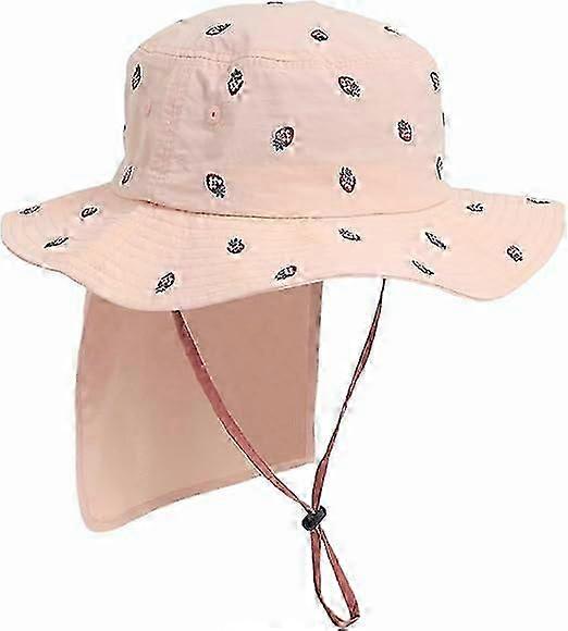 Taaperon aurinkohattulapset Upf50+ säädettävä vedenpitävä ämpärihattu uinti kesäkirjonta kaulaläpällä tytölle pojalle 3 ~ 8t