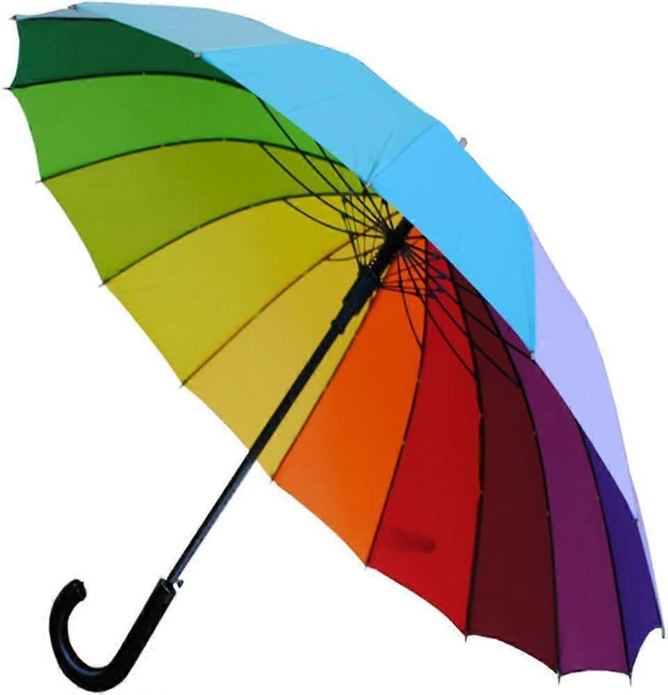 Winddicht Voor Super-Strength - Auto Open - Rechte Paraplu Regenboog Heren Dames