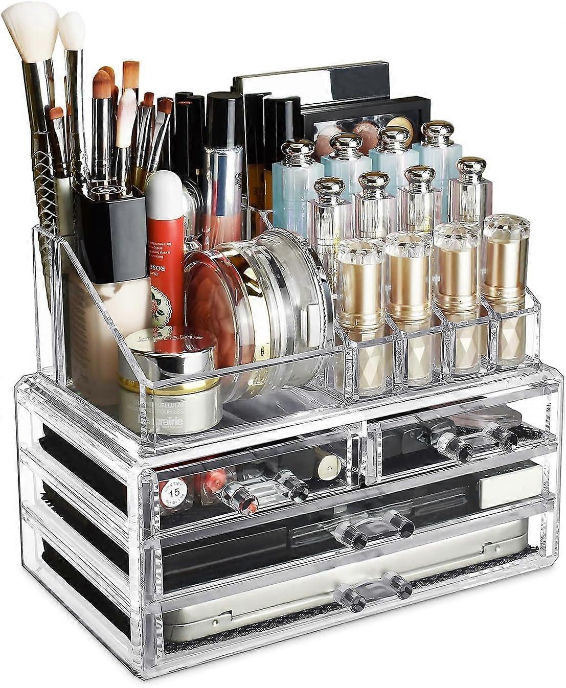 Acrylic Jewelry  Cosmetic Storage Display Boxes, 2 Pieces Set