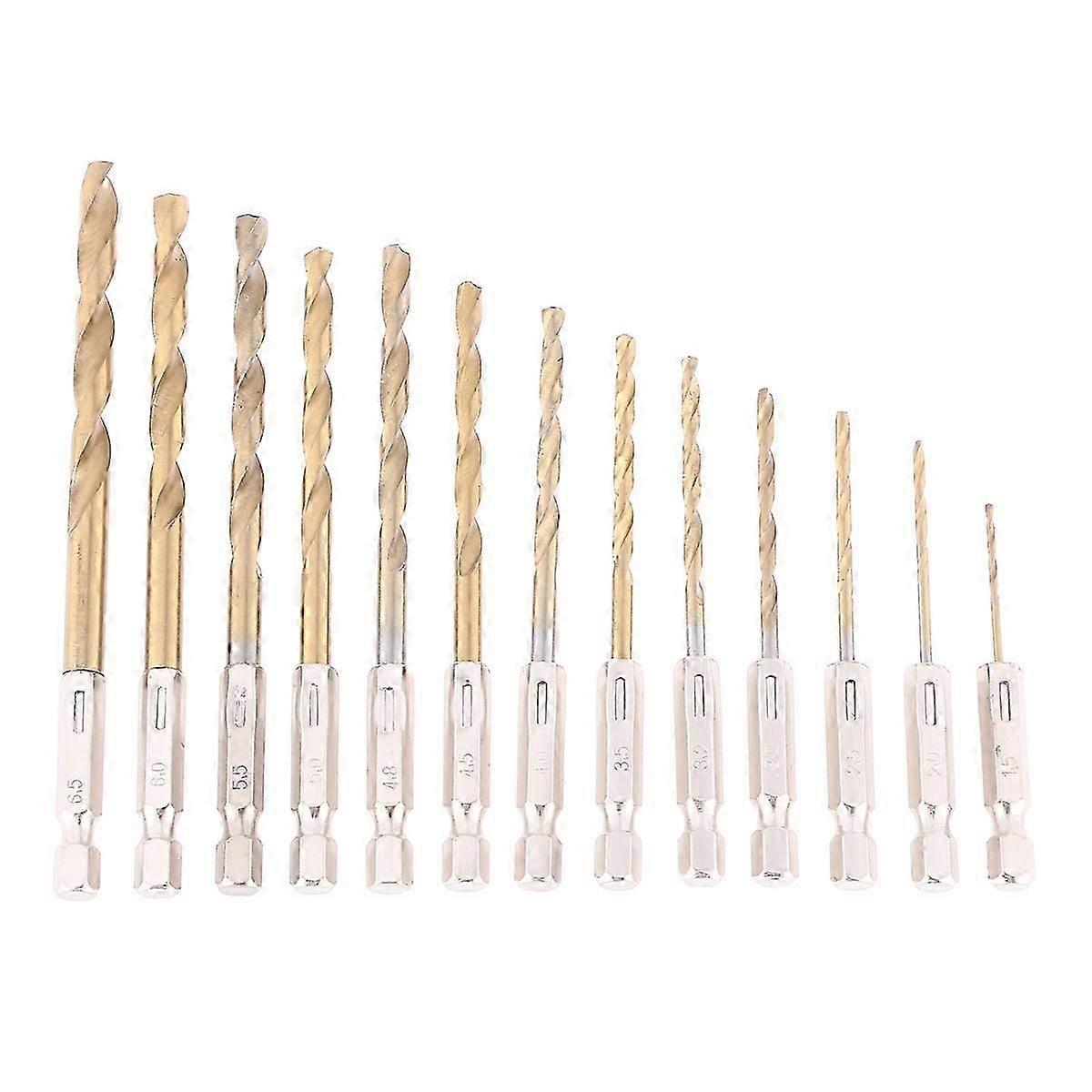 13pcs 1.5-6.5mm Titanium Coated HSS Drill Bit Set
