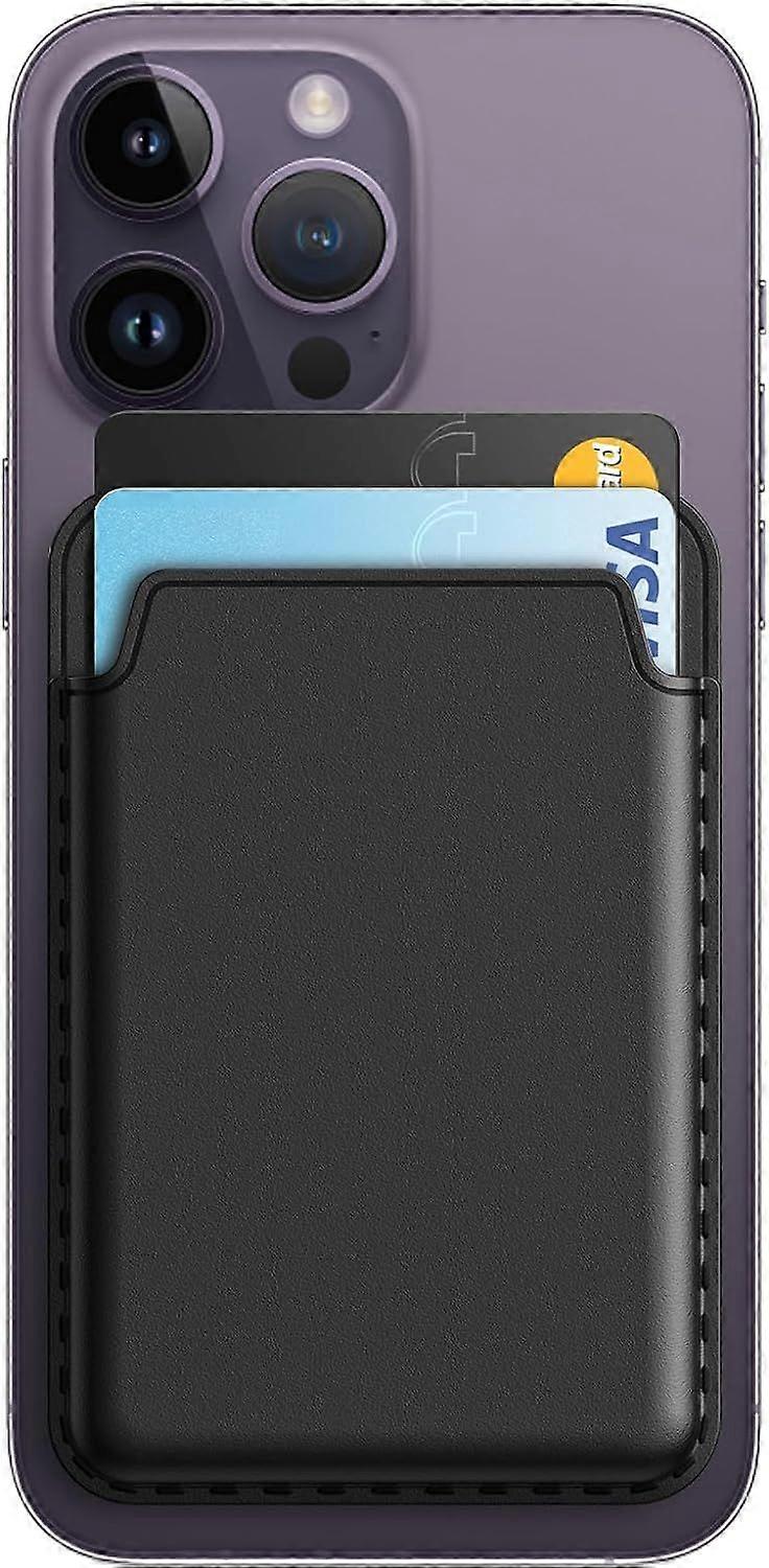 Magnetic Wallet Compatible with MagSafe, for iPhone 16/15/14 Series, PU Phone Card Holder, Can Store 1-2 Cards (Black)
