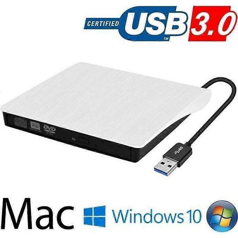 External DVD Burner - Unspecified - Ultra Slim - USB 30 - Windows and Mac Compatible - White