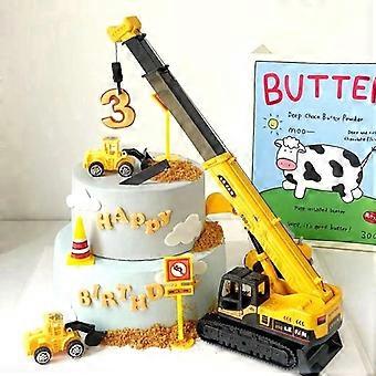 Set De 18 Décorations De Gâteau Anniversaire Chantier – Véhicules De Construction Miniatures Et Panneaux De Signalisation – Fête Thème Engins